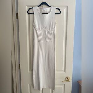 Good American White Sleeveless Sculpted Bust Midi Dress